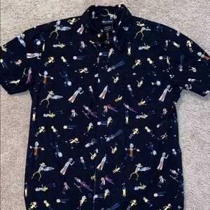 Men’s Rick & Morty Black S/S Cotton Button up